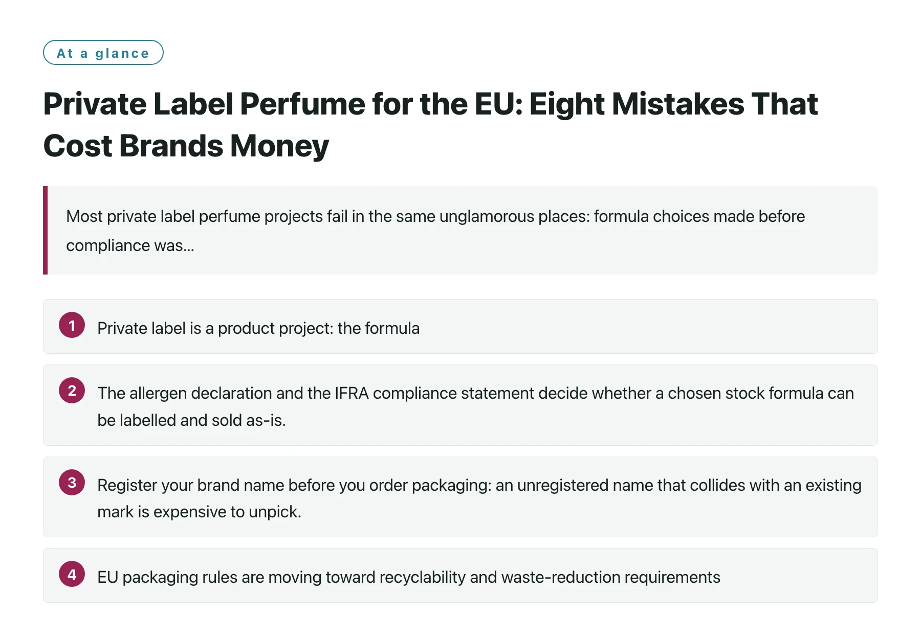 Private Label Perfume for the EU: Eight Mistakes That Cost Brands Money——全文要点速览